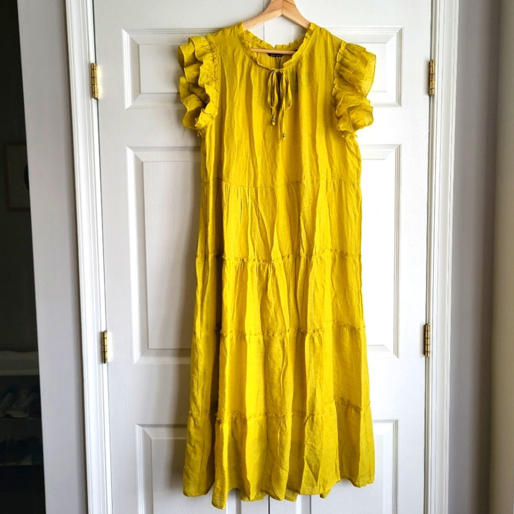 Mlle Gabrielle mustard summer dress, no sleeves, XL